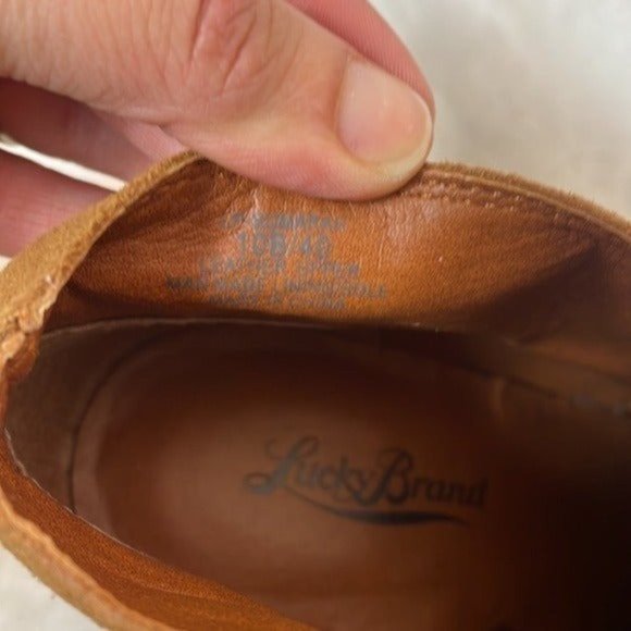 Lucky brand Sumarah  camel  suede ankle wedge boot with buckle size 10 NEW - Picture 7 of 9